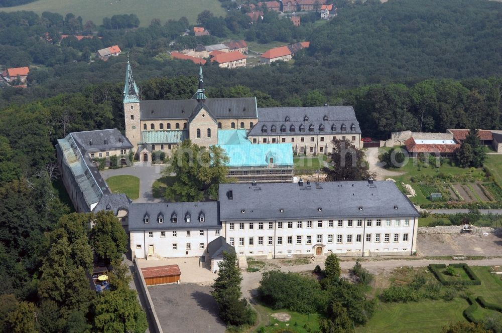 Huy from above - Complex of buildings of the monastery Benediktinerkloster Huysburg in Huy in the state Saxony-Anhalt