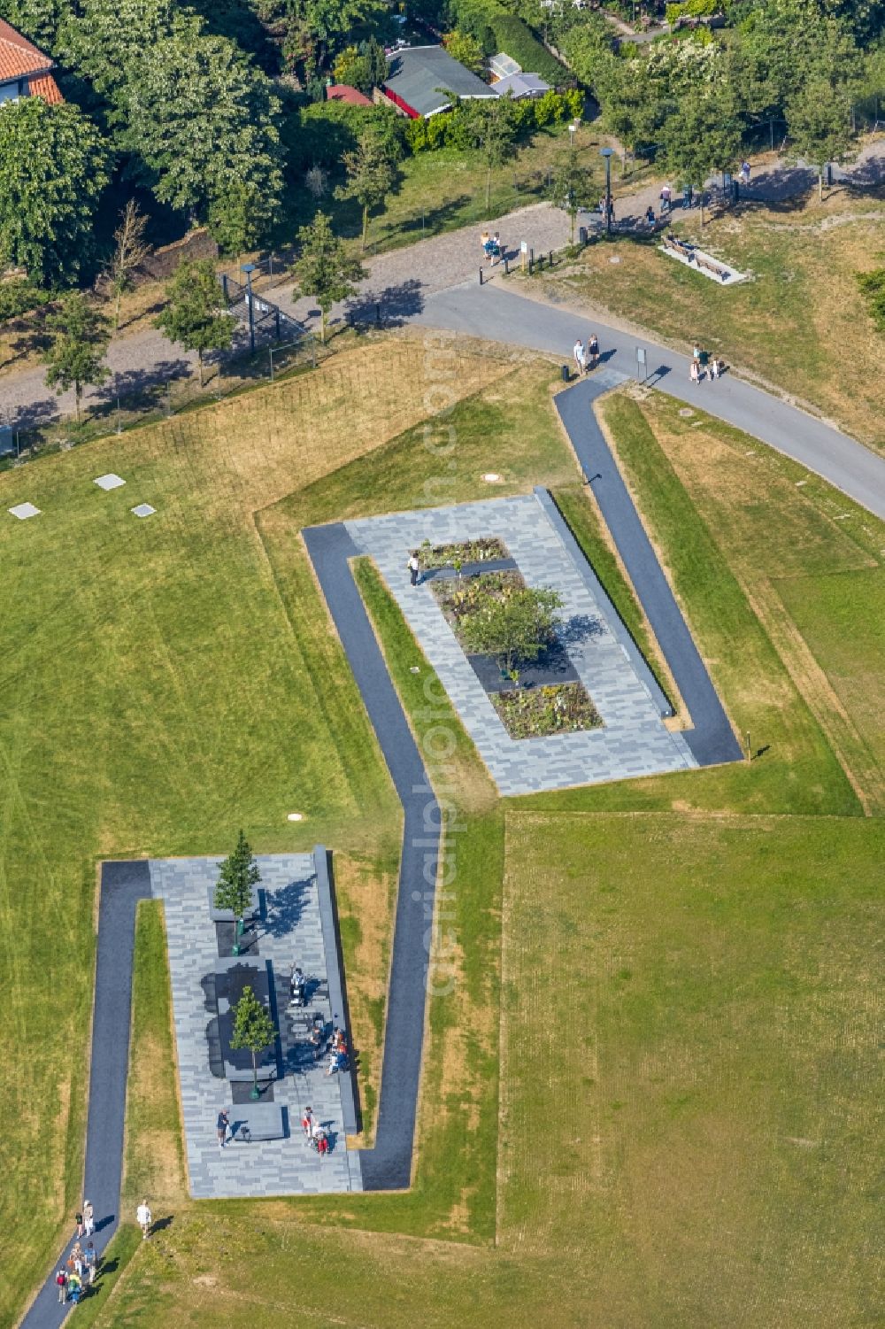 Kamp-Lintfort from above - Complex of buildings of the monastery Kloster Konp on Abteiplatz in Kamp-Lintfort in the state North Rhine-Westphalia, Germany