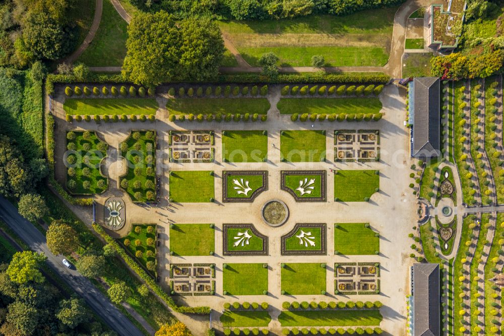 Kamp-Lintfort from above - complex of buildings of the monastery Kloster Konp on Abteiplatz in Kamp-Lintfort in the state North Rhine-Westphalia, Germany