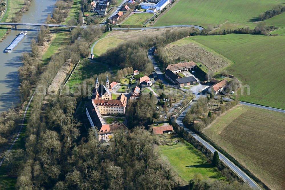 Aerial image Lengfurt - Complex of buildings of the monastery Kloster Triefenstein Am Klosterberg in Lengfurt in the state Bavaria, Germany