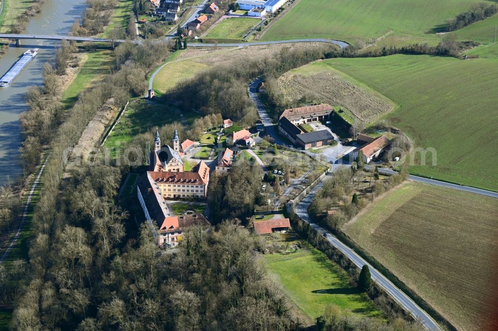 Aerial photograph Lengfurt - Complex of buildings of the monastery Kloster Triefenstein Am Klosterberg in Lengfurt in the state Bavaria, Germany