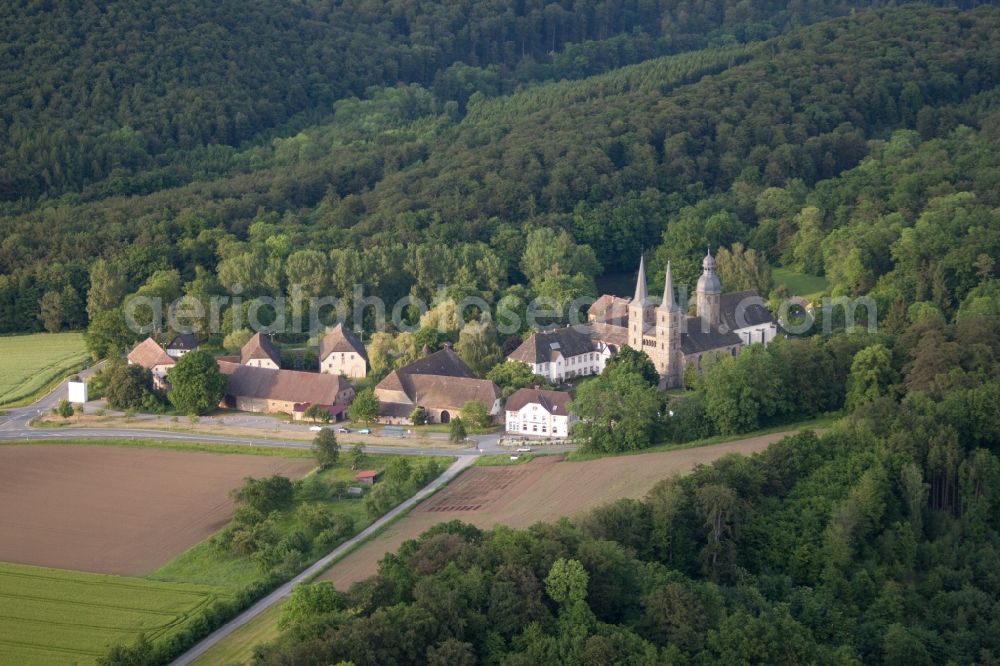 Marienmünster from above - Complex of buildings of the monastery Abtei Marienmuenster in Marienmuenster in the state North Rhine-Westphalia