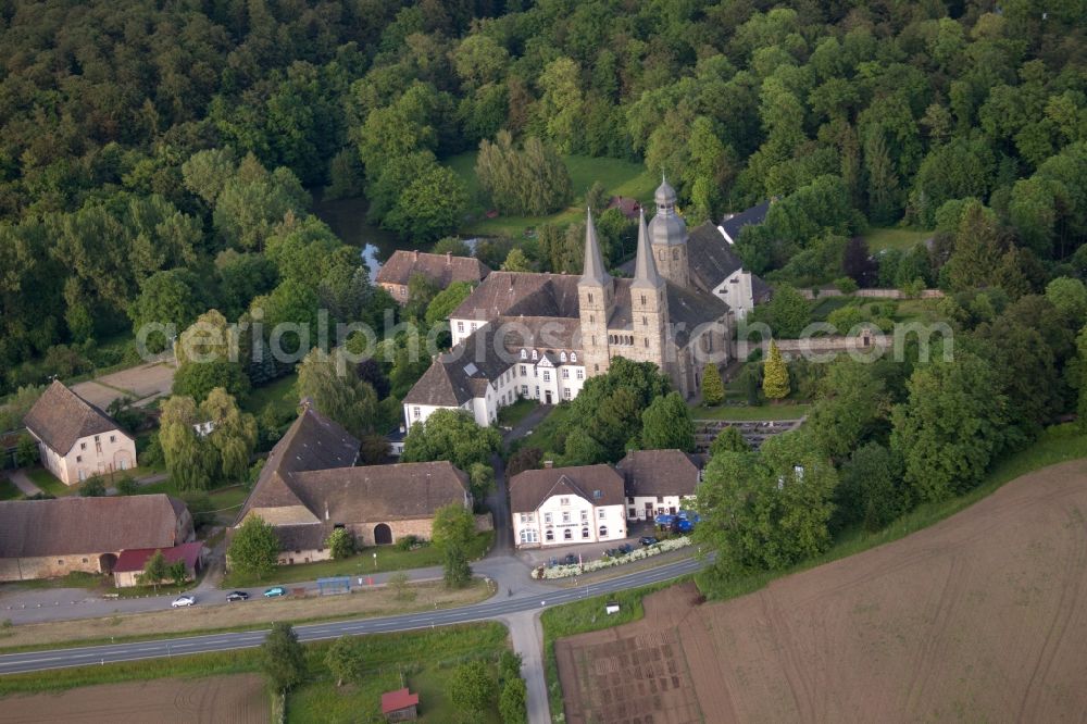 Marienmünster from the bird's eye view: Complex of buildings of the monastery Abtei Marienmuenster in Marienmuenster in the state North Rhine-Westphalia