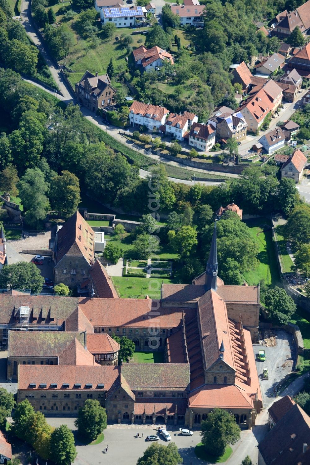 Maulbronn from above - Complex of buildings of the monastery Am Klosterhof in Maulbronn in the state Baden-Wuerttemberg