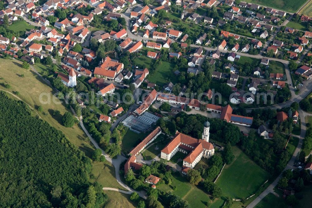 Mönchsdeggingen from above - Complex of buildings of the monastery Moenchsdeggingen in Moenchsdeggingen in the state Bavaria, Germany