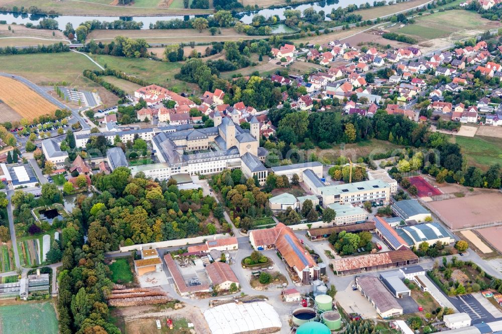 Münsterschwarzach from the bird's eye view: Complex of buildings of the monastery Abtei Muensterschwarzach in Muensterschwarzach in the state Bavaria, Germany