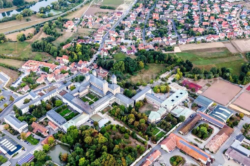 Aerial image Münsterschwarzach - Complex of buildings of the monastery Abtei Muensterschwarzach in Muensterschwarzach in the state Bavaria, Germany