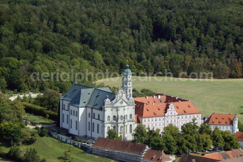 Aerial image Neresheim - Complex of buildings of the monastery and the monastery church with the meeting house of the abbey in Neresheim in the state Baden-Wuerttemberg