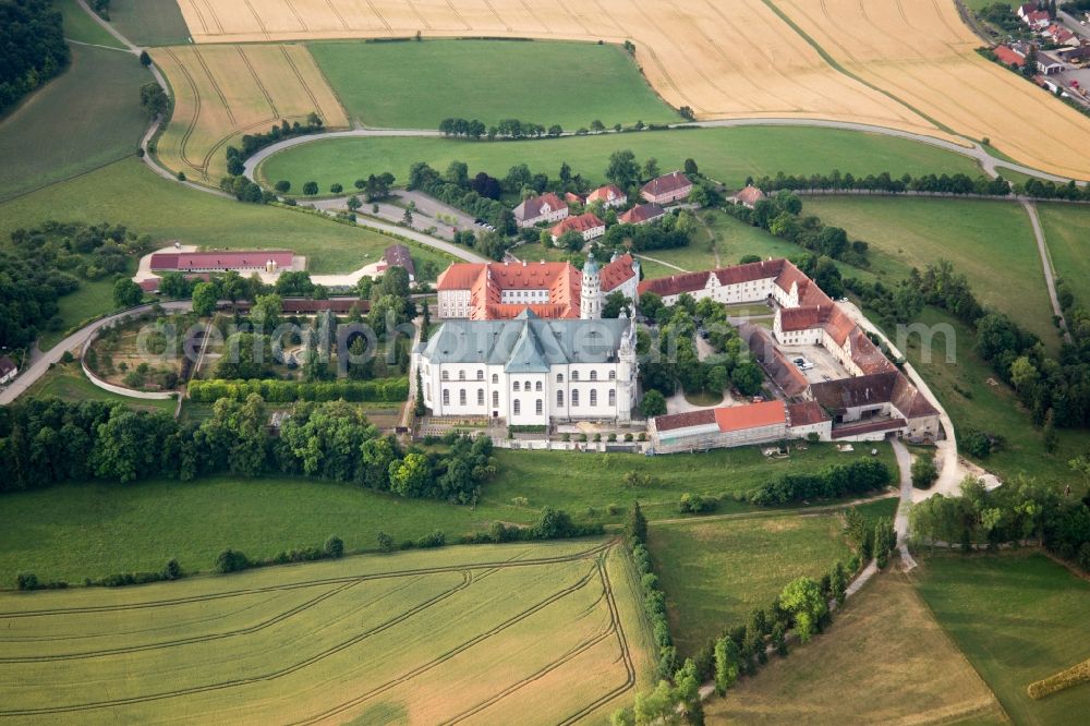 Aerial image Neresheim - Complex of buildings of the monastery ond museum Neresheim in Neresheim in the state Baden-Wuerttemberg, Germany