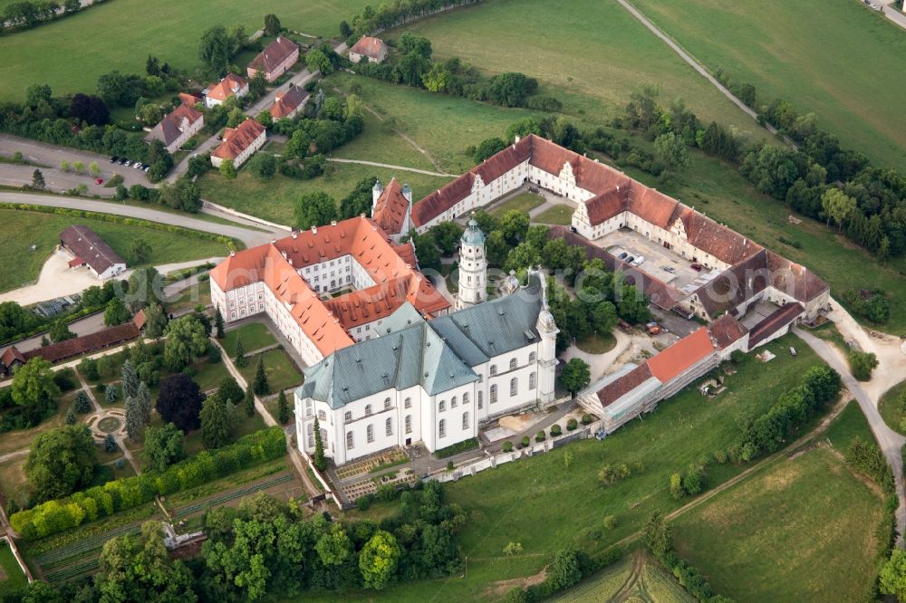 Neresheim from above - Complex of buildings of the monastery ond museum Neresheim in Neresheim in the state Baden-Wuerttemberg, Germany