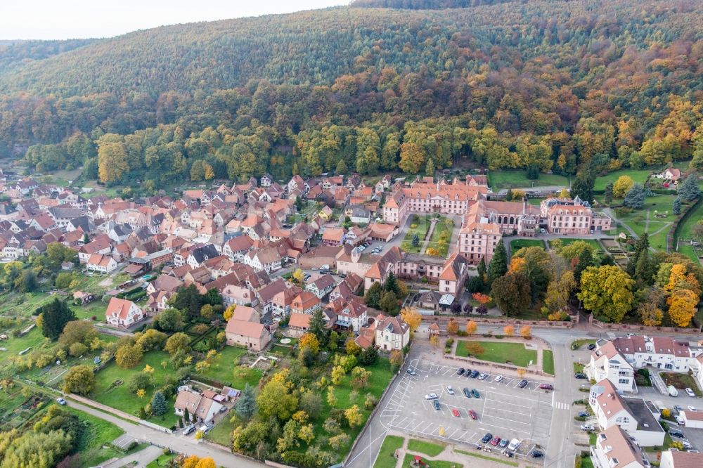 Aerial image Oberbronn - Complex of buildings of the monastery Oberbronn in Oberbronn in Grand Est, France