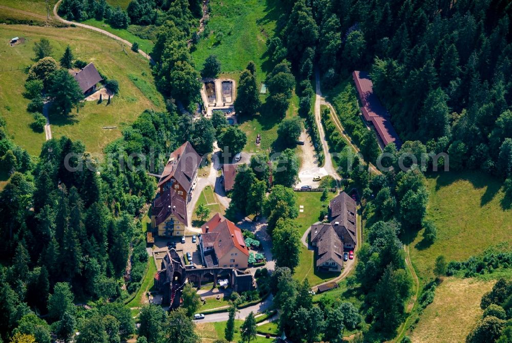 Aerial photograph Oppenau - Complex of buildings of the monastery Ruine Allerheiligen in Oppenau in the state Baden-Wurttemberg, Germany