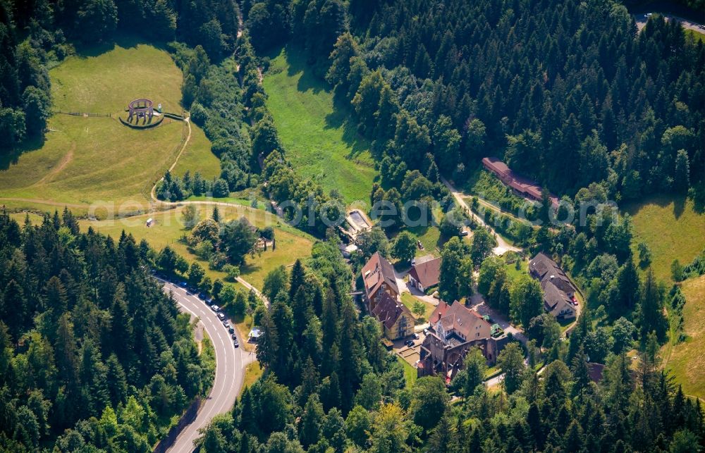 Aerial photograph Oppenau - Complex of buildings of the monastery Ruine Allerheiligen in Oppenau in the state Baden-Wurttemberg, Germany