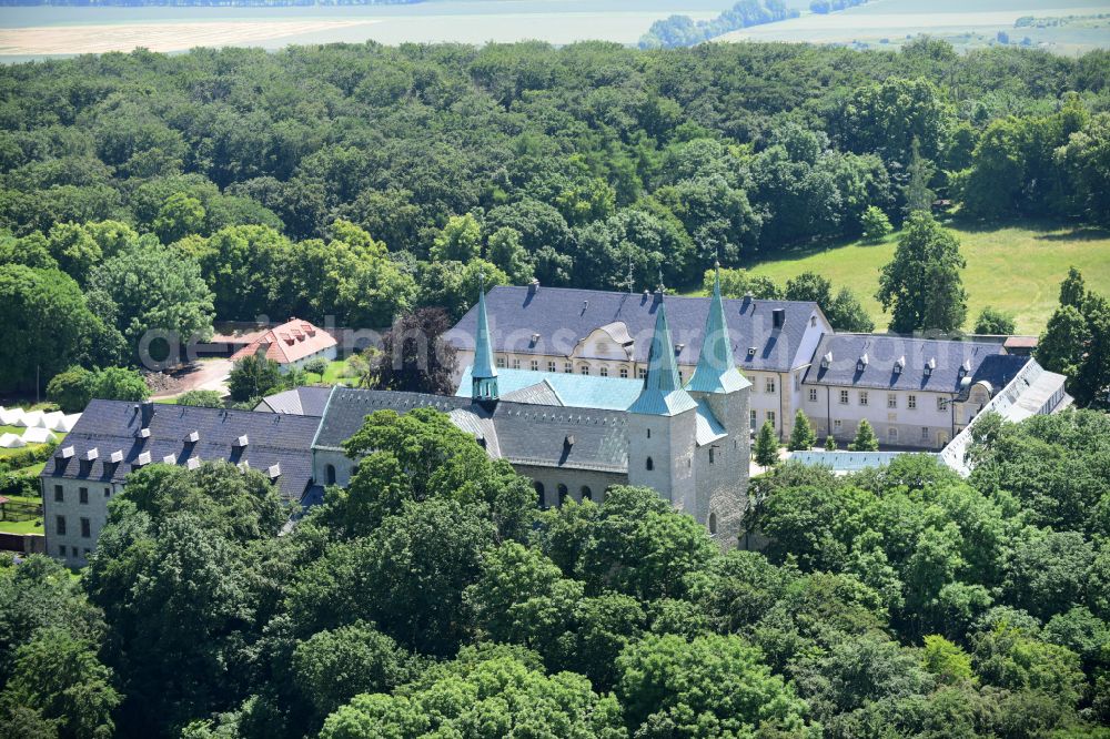 Aerial image Huy - Complex of buildings of the monastery Benediktinerkloster Huysburg in the district Dingelstedt in Huy in the state Saxony-Anhalt, Germany