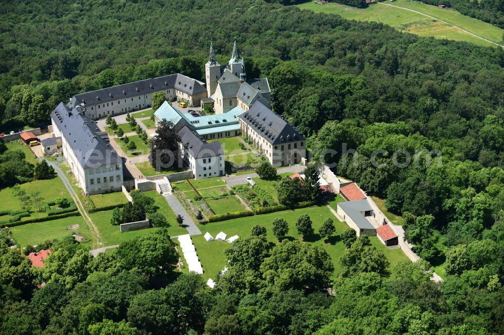 Huy from above - Complex of buildings of the monastery Benediktinerkloster Huysburg in the district Dingelstedt in Huy in the state Saxony-Anhalt, Germany