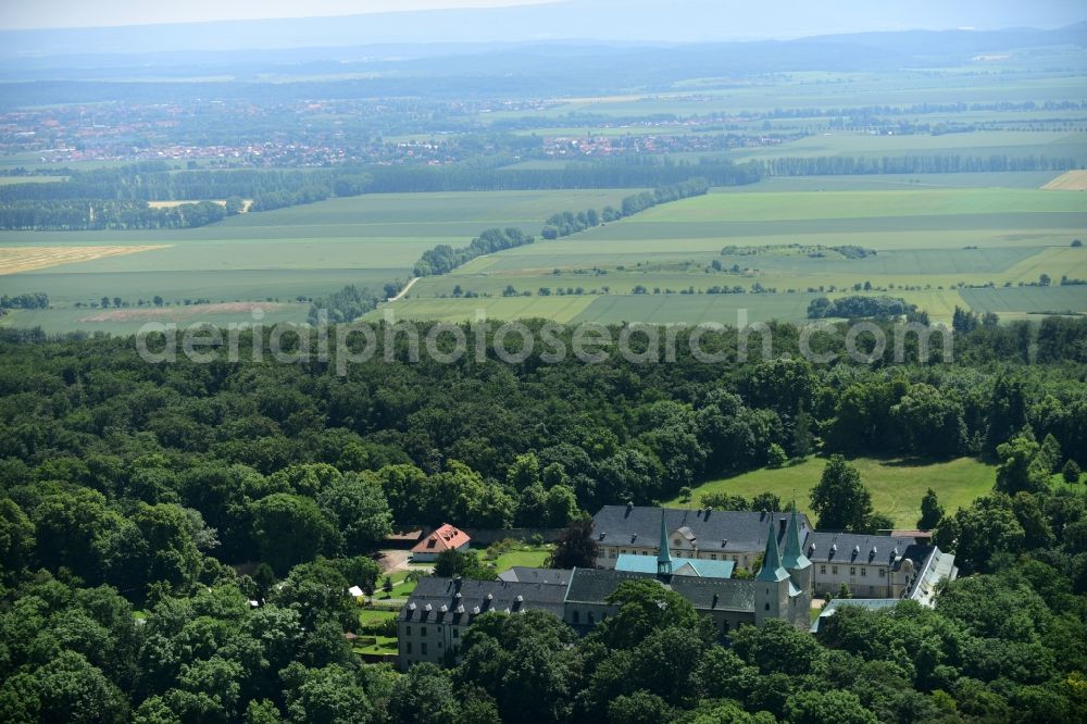 Huy from above - Complex of buildings of the monastery Benediktinerkloster Huysburg in the district Dingelstedt in Huy in the state Saxony-Anhalt, Germany