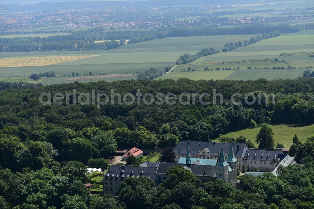 Aerial image Huy - Complex of buildings of the monastery Benediktinerkloster Huysburg in the district Dingelstedt in Huy in the state Saxony-Anhalt, Germany