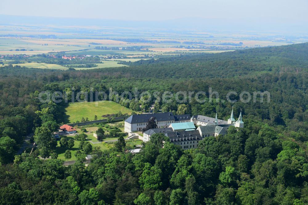 Aerial image Huy - Complex of buildings of the monastery Benediktinerkloster Huysburg in the district Dingelstedt in Huy in the state Saxony-Anhalt, Germany