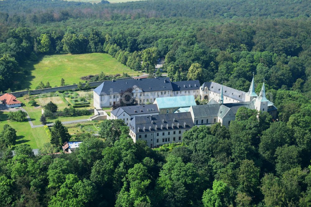 Huy from above - Complex of buildings of the monastery Benediktinerkloster Huysburg in the district Dingelstedt in Huy in the state Saxony-Anhalt, Germany