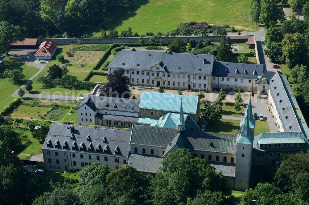 Aerial image Huy - Complex of buildings of the monastery Benediktinerkloster Huysburg in the district Dingelstedt in Huy in the state Saxony-Anhalt, Germany