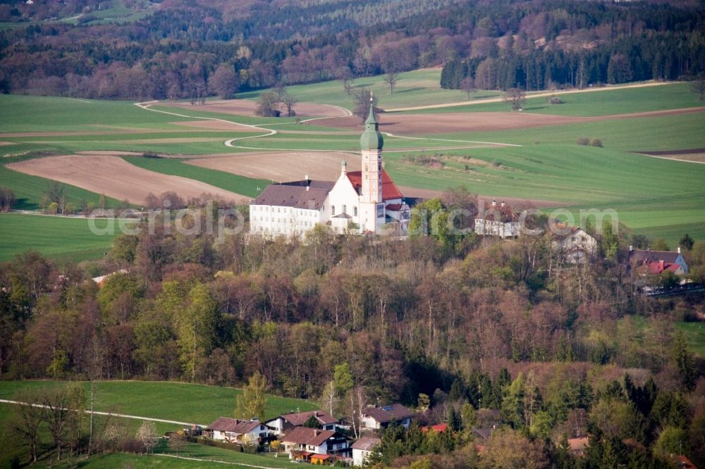 Aerial image Andechs - Complex of buildings of the monastery Andechs in the district Erling in Andechs in the state Bavaria