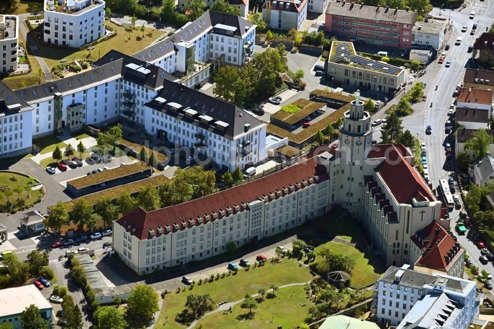 Aerial photograph Würzburg - Complex of buildings of the monastery with of Herz-Jesu-Kirche on Mariannhillstrasse in the district Frauenland in Wuerzburg in the state Bavaria, Germany