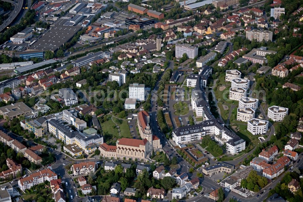 Aerial photograph Würzburg - Complex of buildings of the monastery with of Herz-Jesu-Kirche on Mariannhillstrasse in the district Frauenland in Wuerzburg in the state Bavaria, Germany