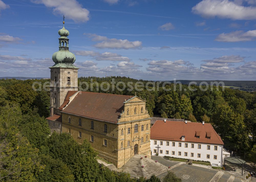 Amberg from the bird's eye view: Complex of buildings of the monastery und der Wallfahrtskirche Maria Hilf in the district Speckmannshof in Amberg in the state Bavaria