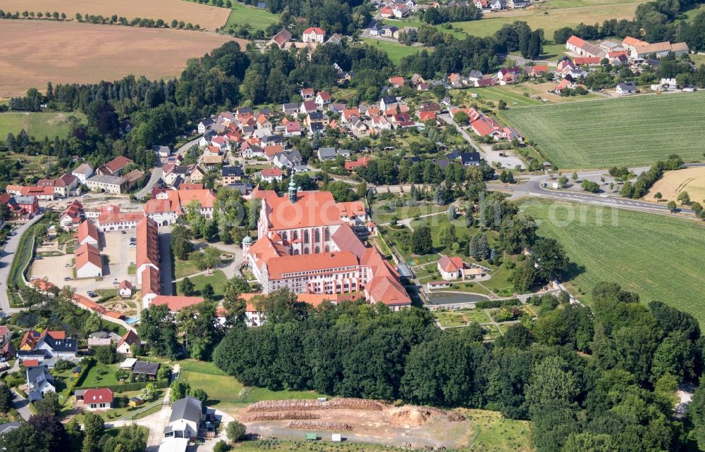 Aerial image Panschwitz-Kuckau - Complex of buildings of the monastery St. Marienstern in Panschwitz-Kuckau in the state Saxony, Germany