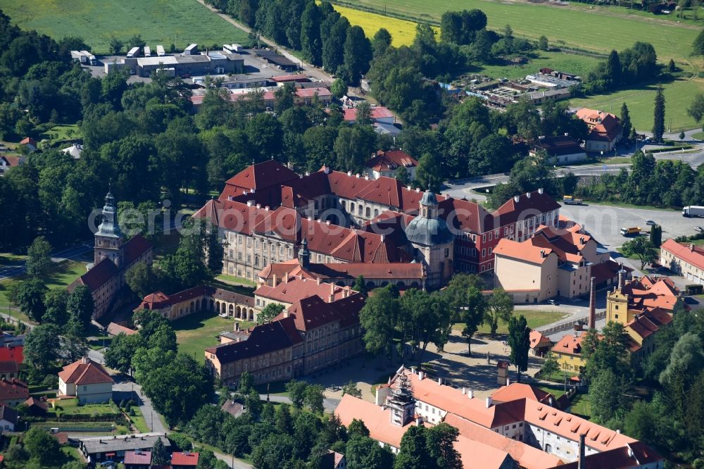 Aerial photograph Plasy - Complex of buildings of the monastery in Plasy in Plzensky kraj - Pilsner Region - Boehmen, Czech Republic