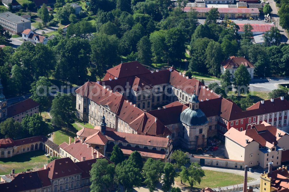 Aerial image Plasy - Complex of buildings of the monastery in Plasy in Plzensky kraj - Pilsner Region - Boehmen, Czech Republic