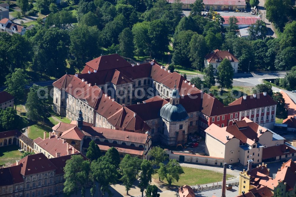 Aerial photograph Plasy - Complex of buildings of the monastery in Plasy in Plzensky kraj - Pilsner Region - Boehmen, Czech Republic