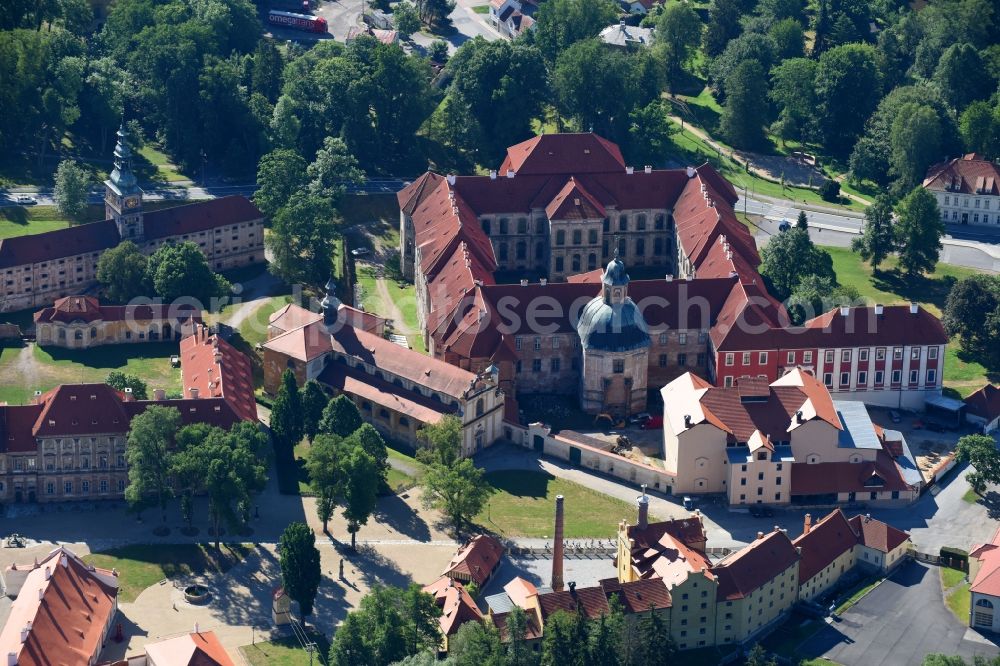 Plasy from the bird's eye view: Complex of buildings of the monastery in Plasy in Plzensky kraj - Pilsner Region - Boehmen, Czech Republic