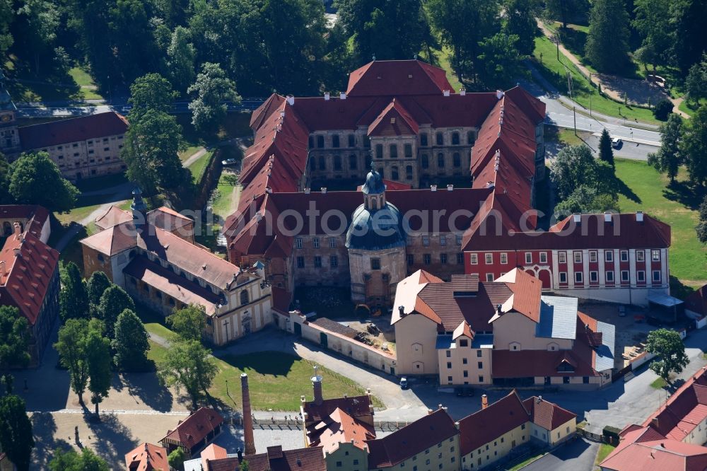 Aerial photograph Plasy - Complex of buildings of the monastery in Plasy in Plzensky kraj - Pilsner Region - Boehmen, Czech Republic