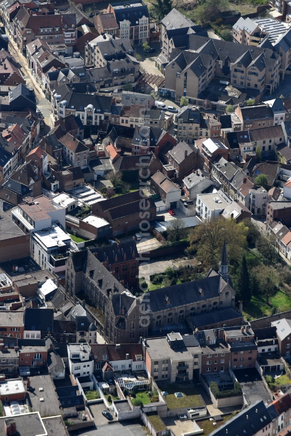 Aerial image Halle - Complex of buildings of the monastery Recolettenklooster in Halle in Vlaan deren, Belgium