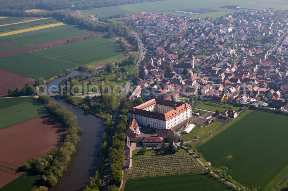 Röthlein from the bird's eye view: Complex of buildings of the monastery Maria help in Roethlein in the state Bavaria