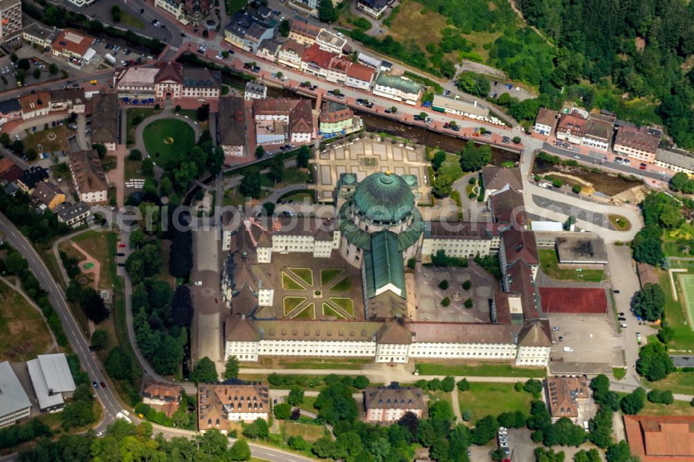 Aerial image Sankt Blasien - Complex of buildings of the monastery Kolleg in Sankt Blasien in the Black Forest in the state Baden-Wuerttemberg, Germany