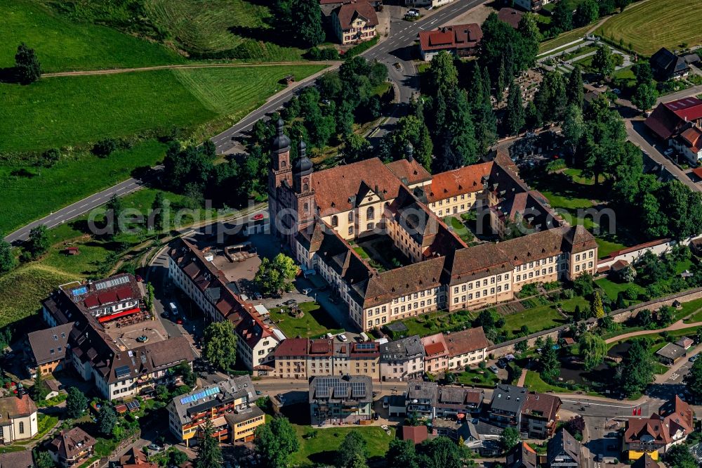 Sankt Peter from above - Complex of buildings of the monastery Sankt Peter in Sankt Peter in the state Baden-Wurttemberg, Germany