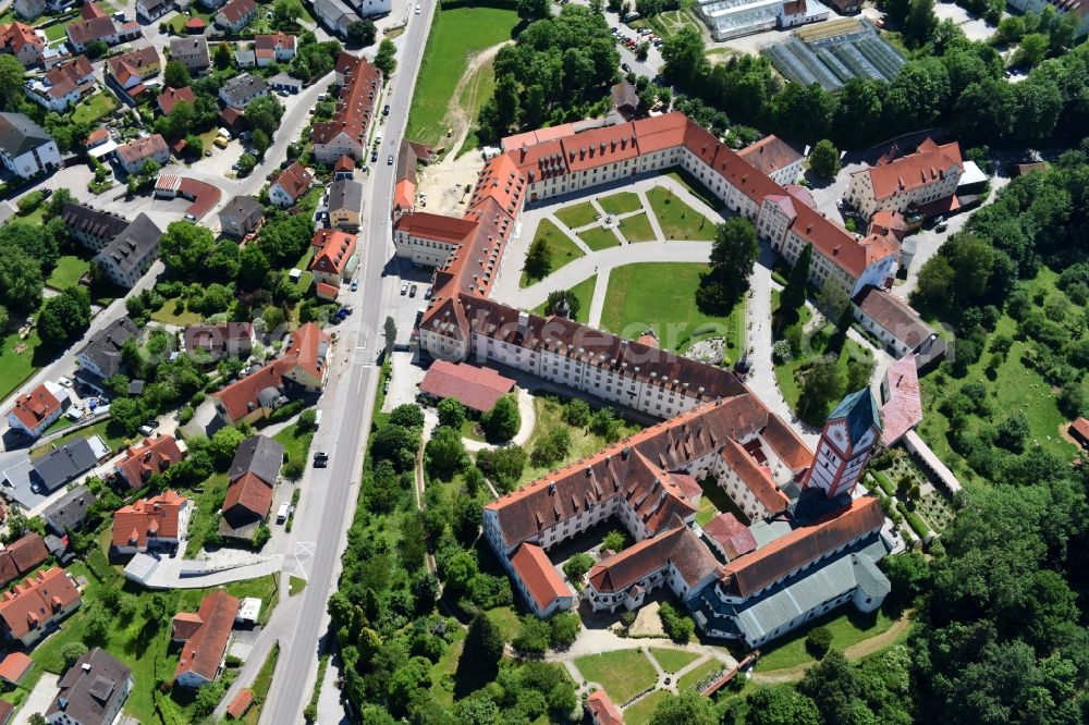 Scheyern from the bird's eye view: Complex of buildings of the monastery Benediktinerabtei Scheyern on Schyrenplatz in Scheyern in the state Bavaria, Germany