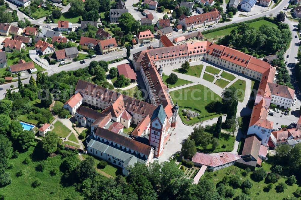 Scheyern from the bird's eye view: Complex of buildings of the monastery Benediktinerabtei Scheyern on Schyrenplatz in Scheyern in the state Bavaria, Germany