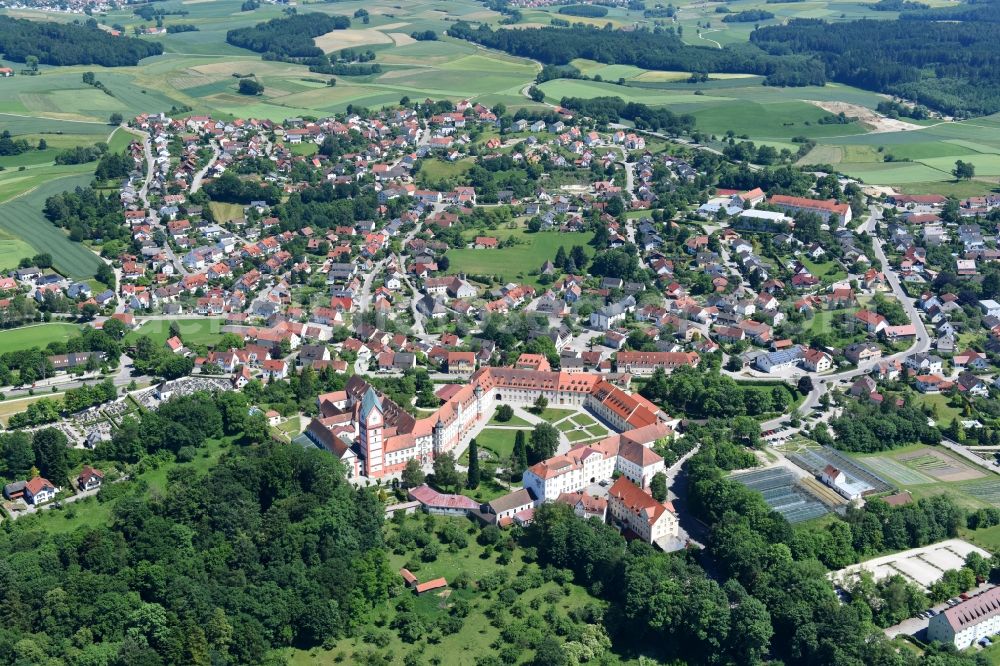 Aerial image Scheyern - Complex of buildings of the monastery Benediktinerabtei Scheyern on Schyrenplatz in Scheyern in the state Bavaria, Germany