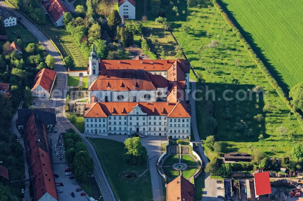 Schäftlarn from the bird's eye view: Complex of buildings of the monastery Schaeftlarn in Schaeftlarn in the state Bavaria, Germany