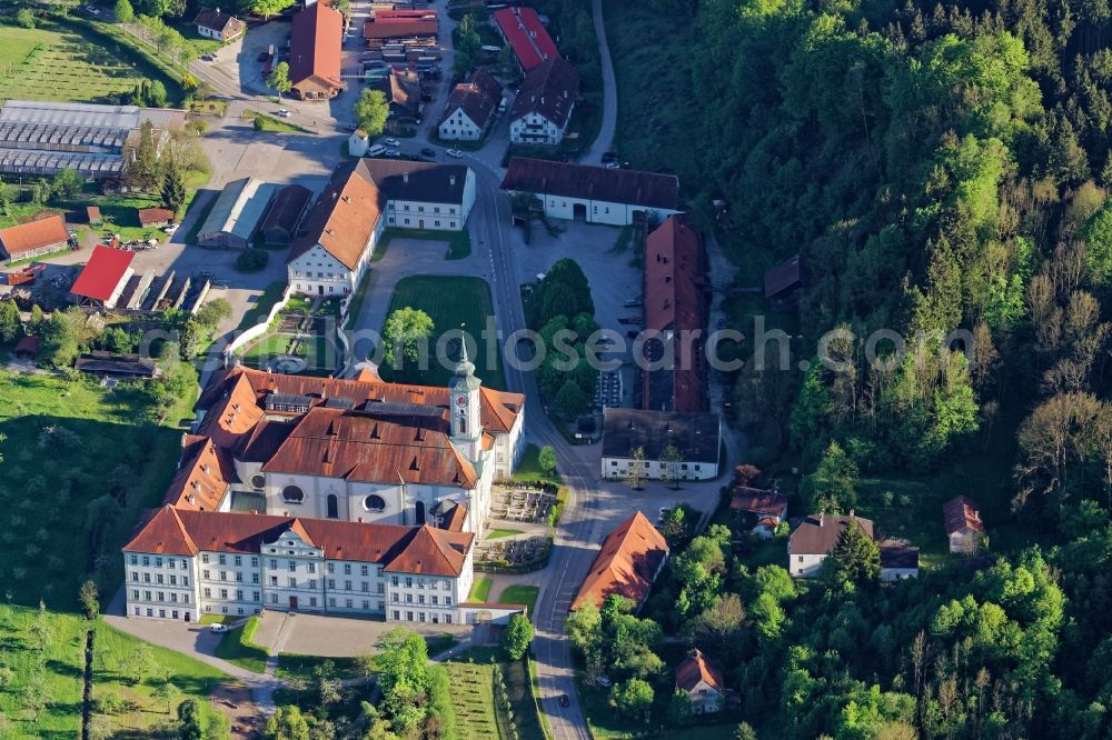 Schäftlarn from the bird's eye view: Complex of buildings of the monastery Schaeftlarn in Schaeftlarn in the state Bavaria, Germany