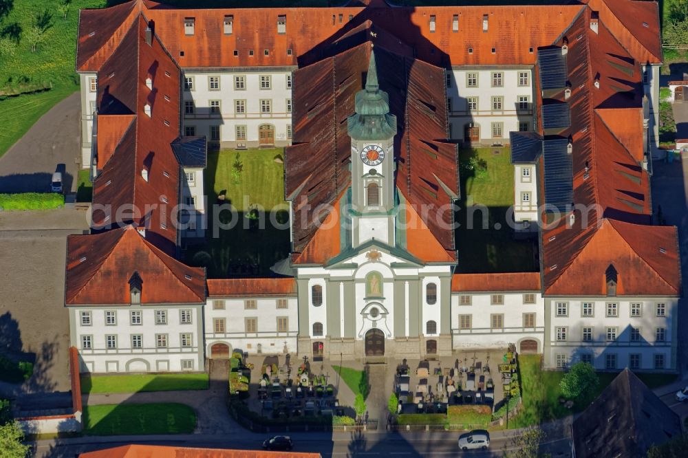 Schäftlarn from the bird's eye view: Complex of buildings of the monastery Schaeftlarn in Schaeftlarn in the state Bavaria, Germany