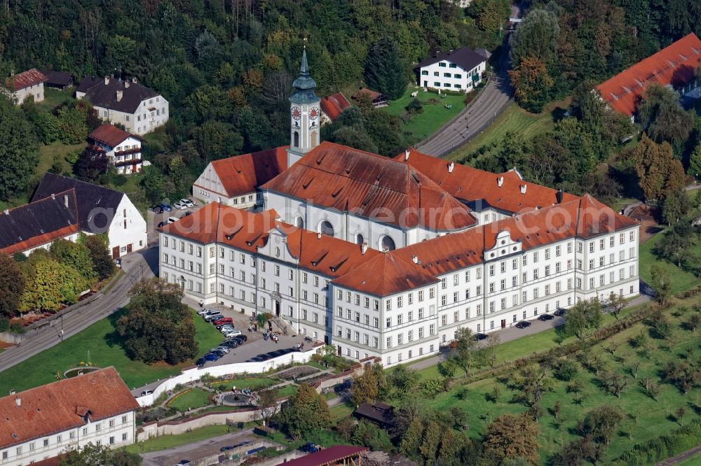 Schäftlarn from the bird's eye view: Complex of buildings of the monastery Schaeftlarn in Schaeftlarn in the state Bavaria, Germany