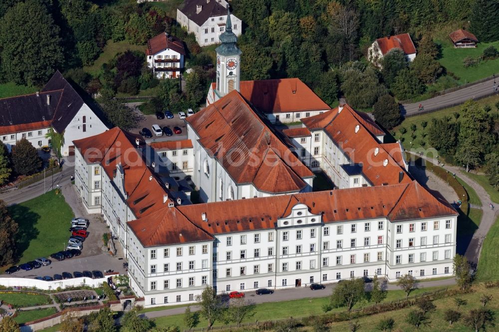 Schäftlarn from the bird's eye view: Complex of buildings of the monastery Schaeftlarn in Schaeftlarn in the state Bavaria, Germany