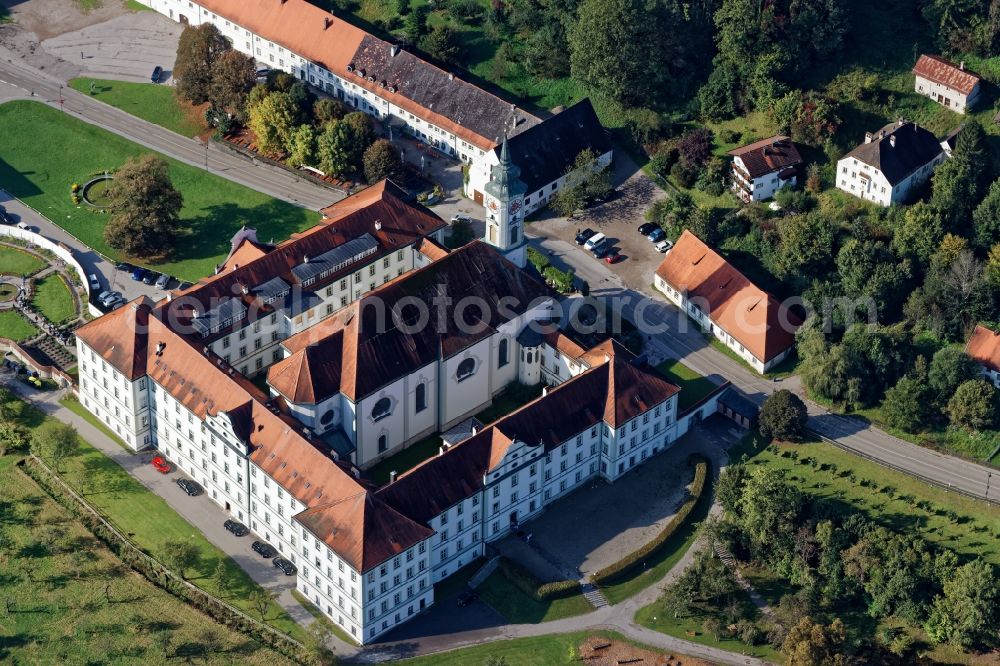 Aerial photograph Schäftlarn - Complex of buildings of the monastery Schaeftlarn in Schaeftlarn in the state Bavaria, Germany