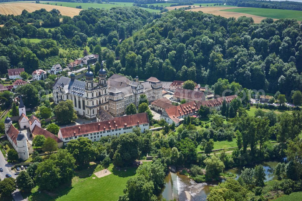 Schöntal from the bird's eye view: Complex of buildings of the monastery on street Klosterhof in Schoental in the state Baden-Wuerttemberg, Germany