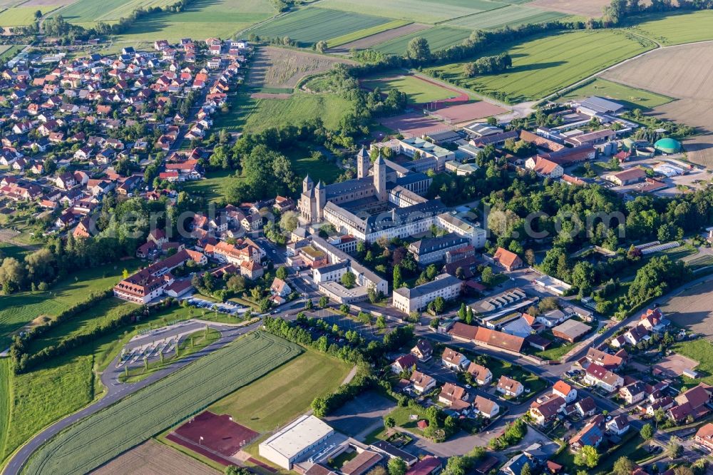 Aerial image Schwarzach am Main - Complex of buildings of the monastery Abtei Muensterschwarzach in Schwarzach am Main in the state Bavaria, Germany