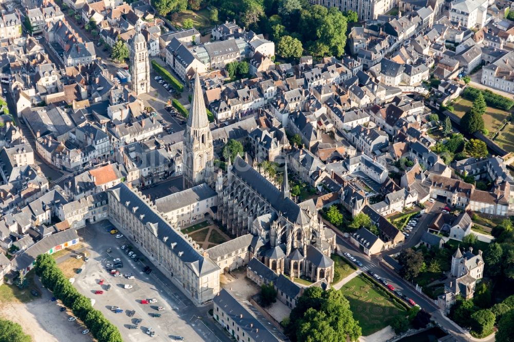 Aerial image Vendome - Complex of buildings of the monastery of the Abbaye of the Trinity in Vendome in Centre-Val de Loire, France